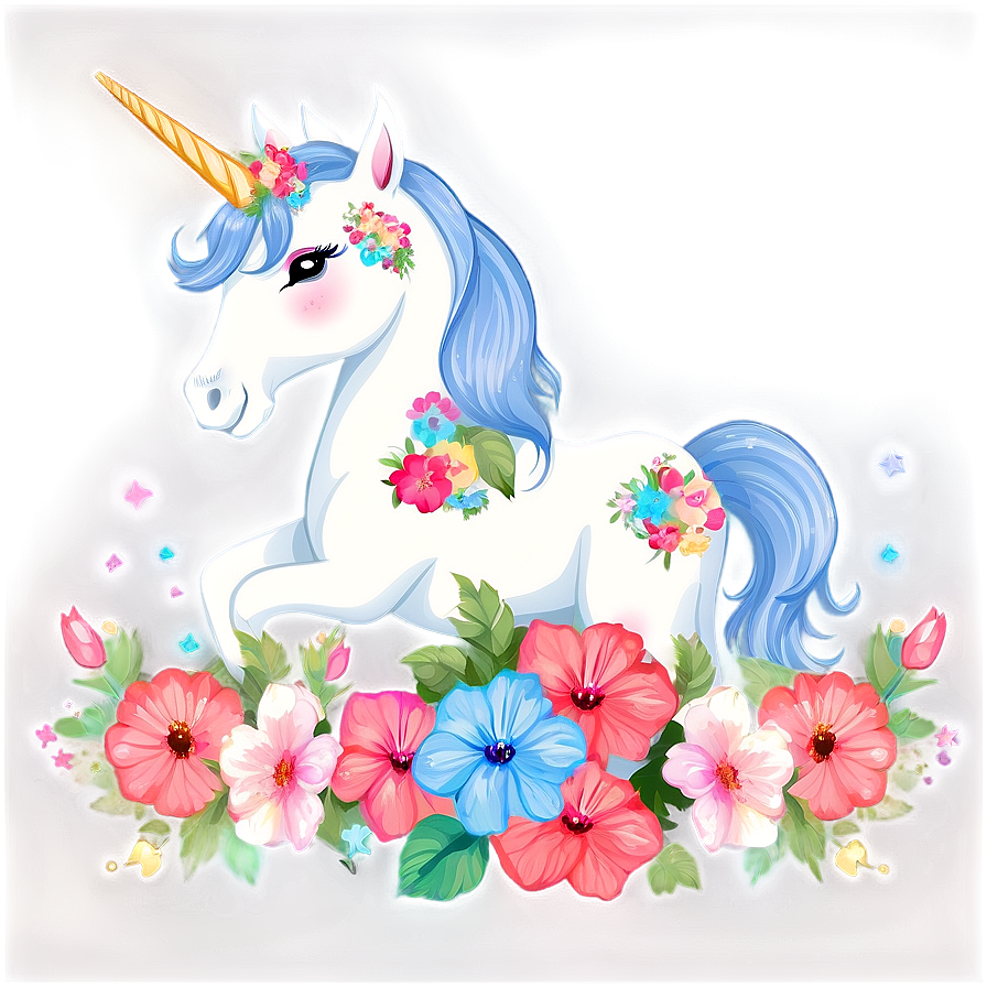 Unicorn With Flowers Png Lsv