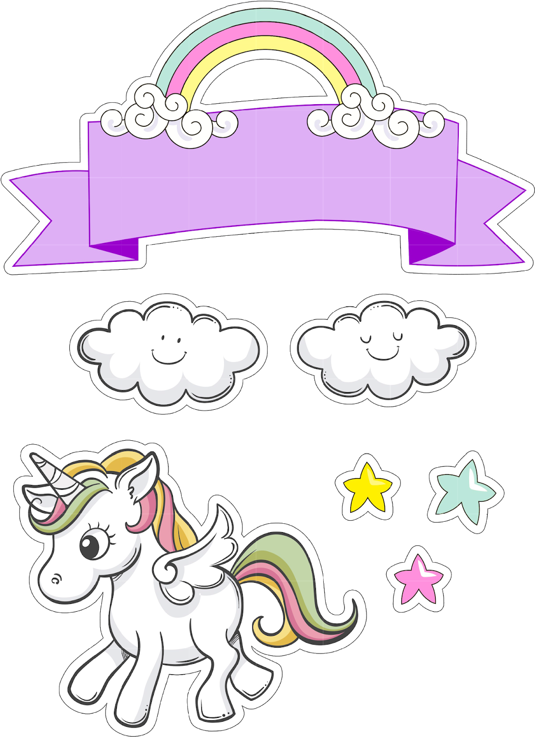 Unicornand Rainbow Sticker Set