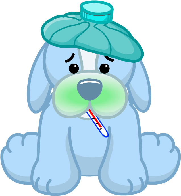 Unwell Cartoon Dog Illustration