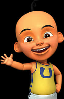 Upin Animated Character Waving