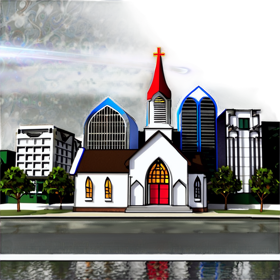 Urban City Church Scene Png Vie97