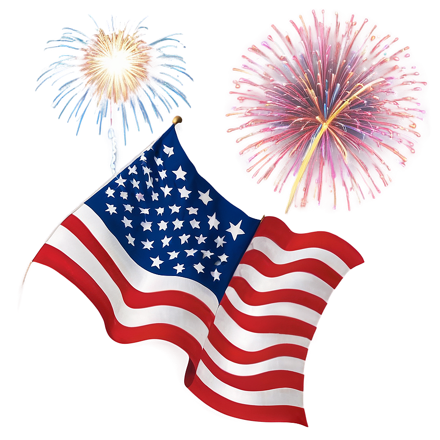 Usa Flag With Fireworks Png Nnd