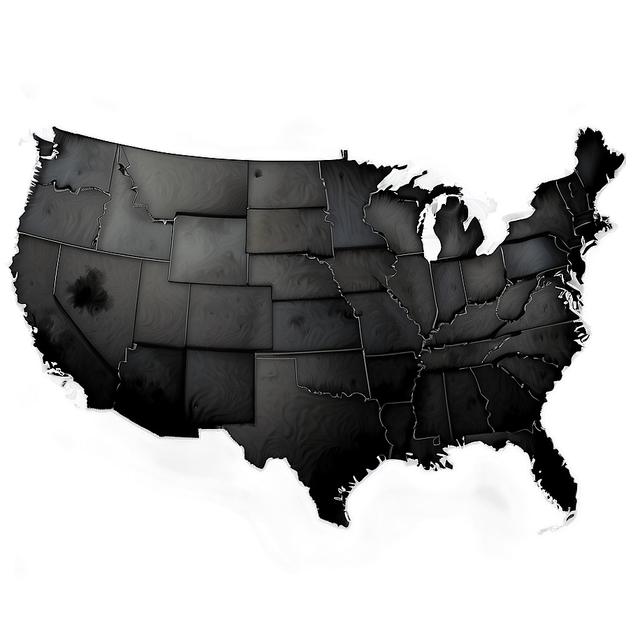 Usa Map Black And White Png 05252024