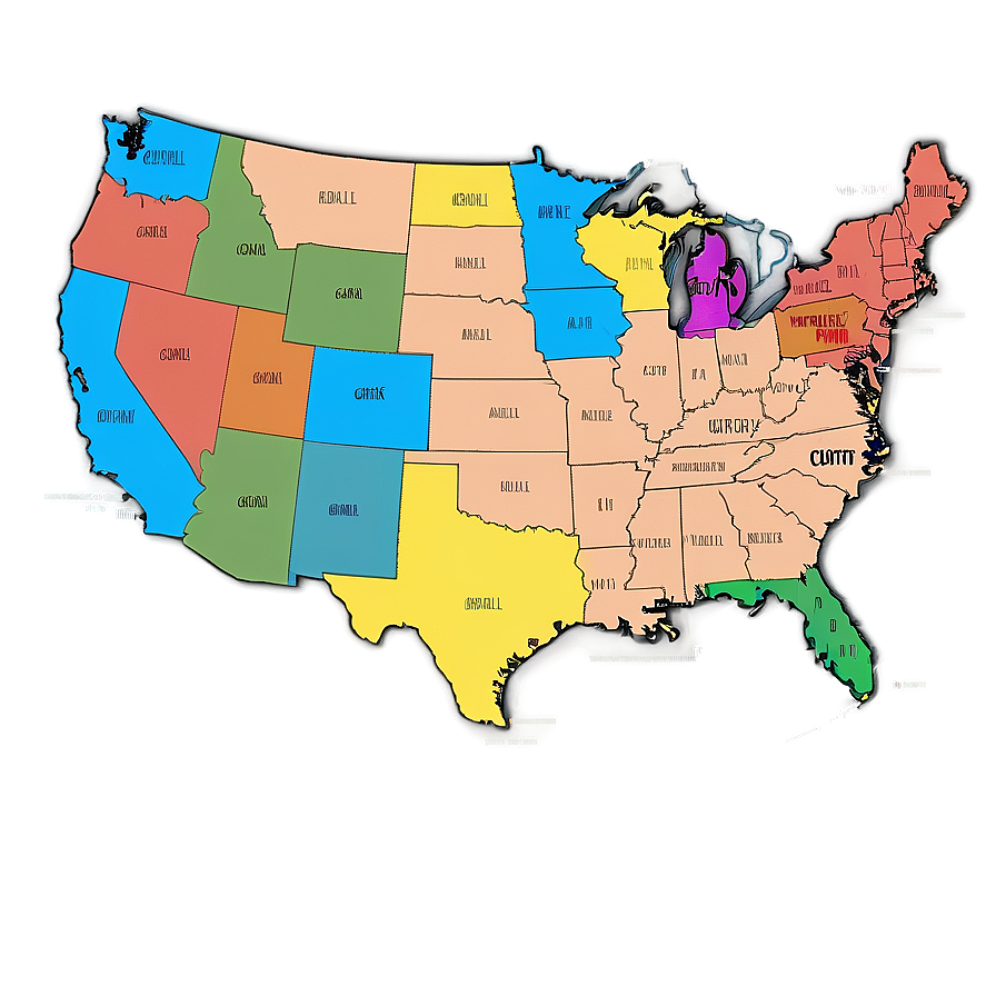 Usa Outline With Regions Png 06282024