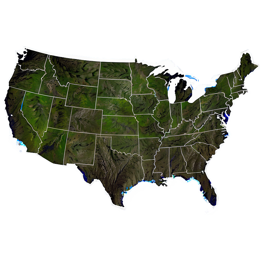 Usa Outline With Rivers Png 06282024