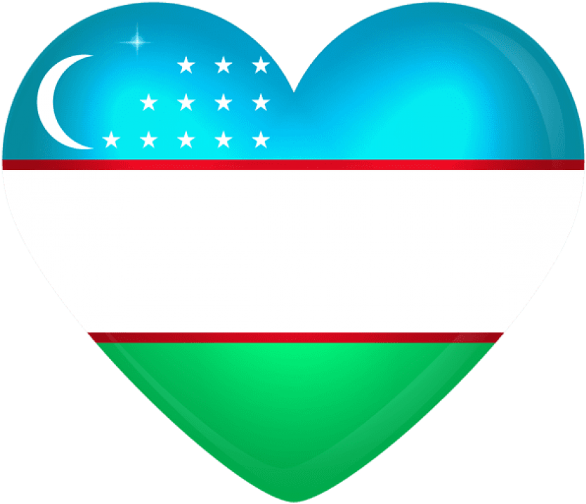 Uzbekistan Flag Heart Shaped