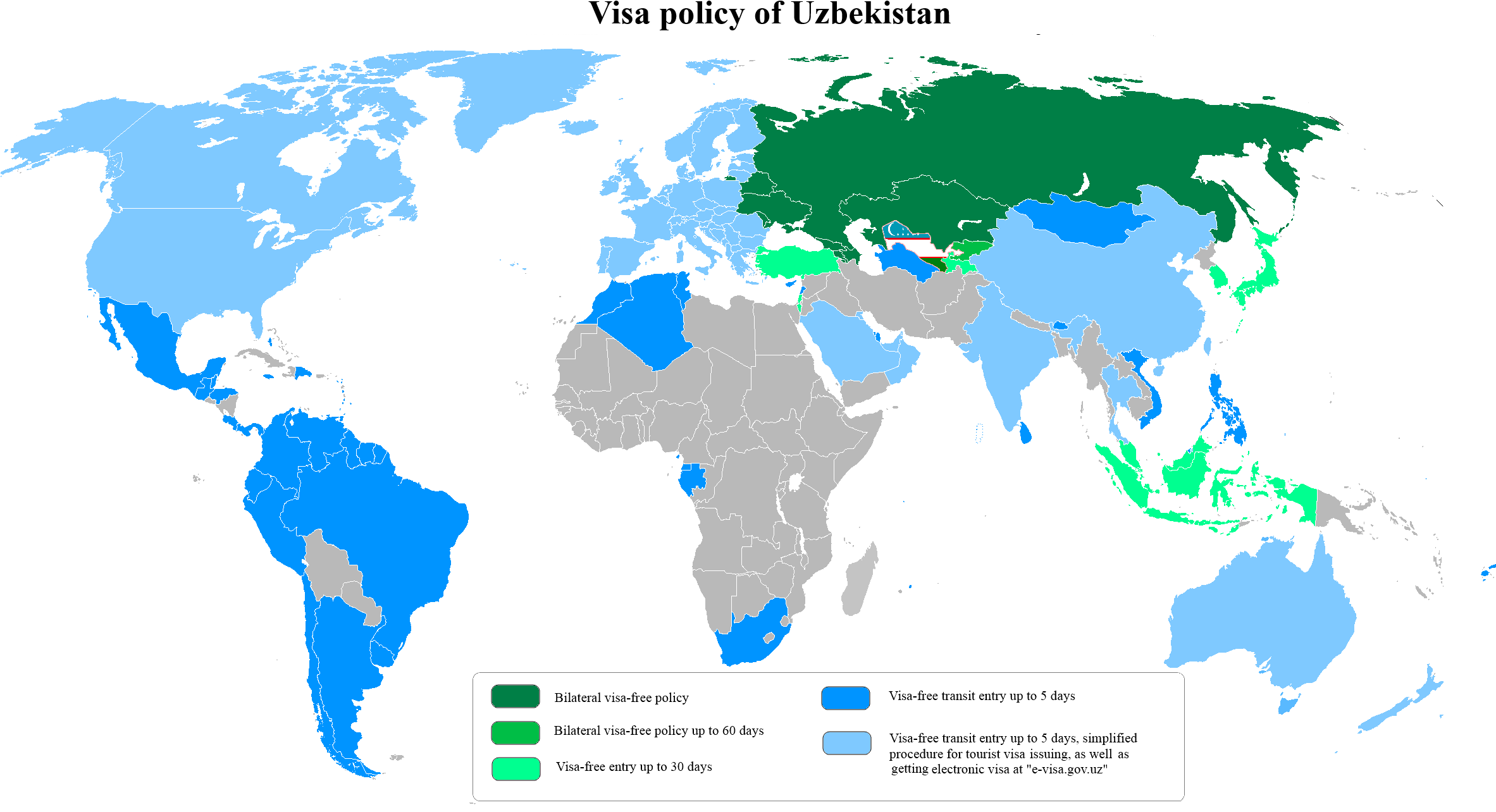 Uzbekistan Visa Policy Map