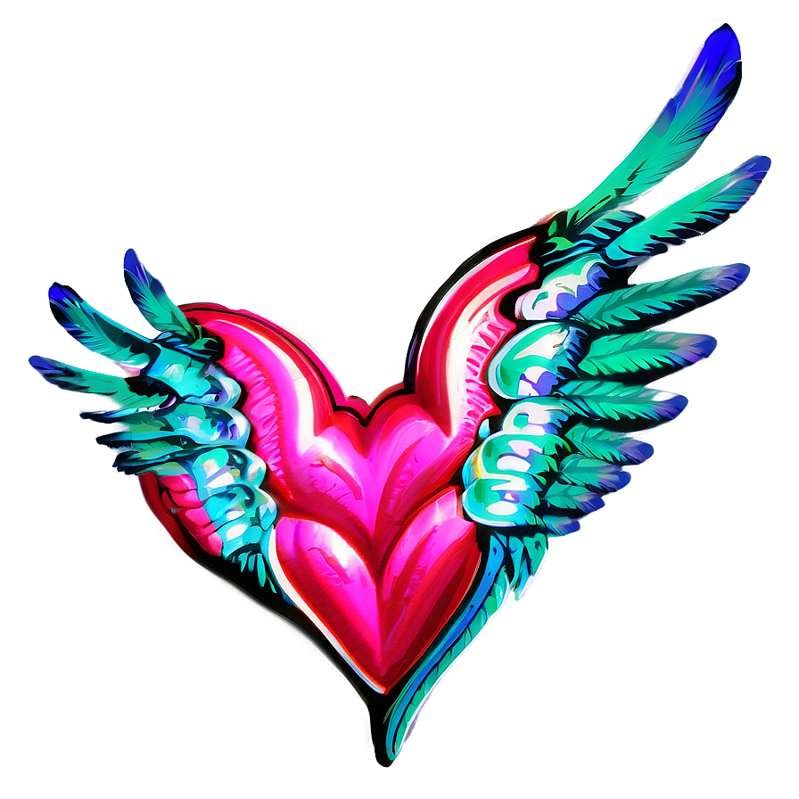 Valentine Heart Wings Png 06262024