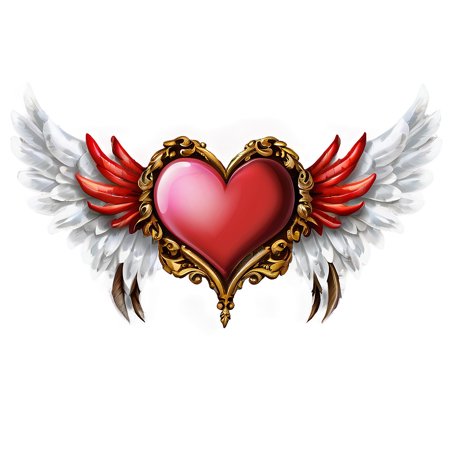 Valentine Heart Wings Png 06262024