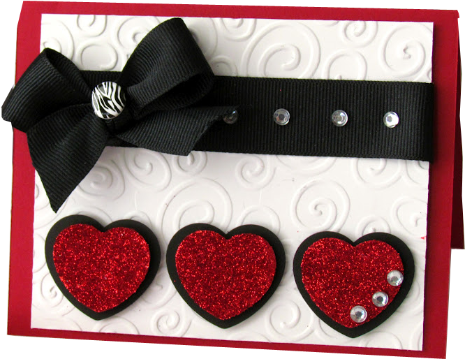 Valentines Heart Cardwith Ribbonand Glitter