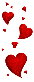 Valentines Hearts Floating Black Background
