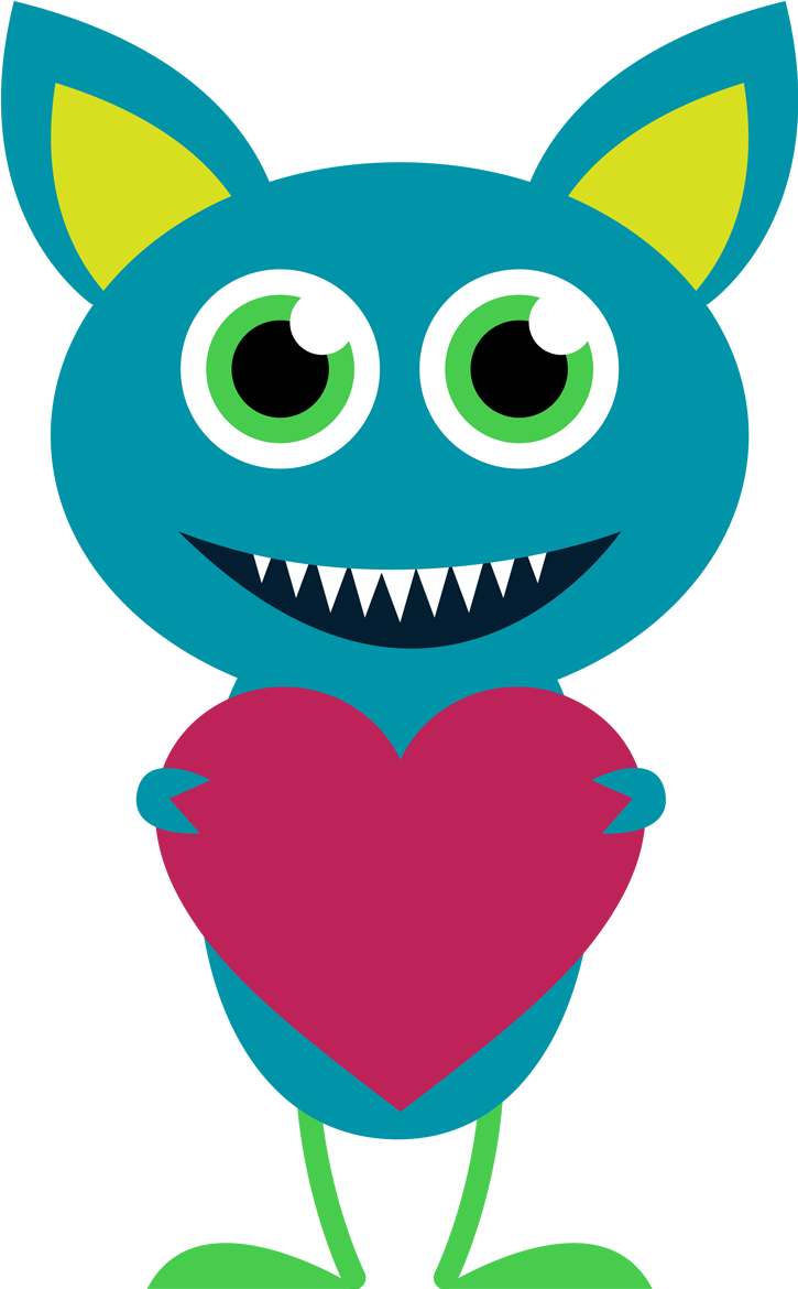 Valentines Monster Holding Heart