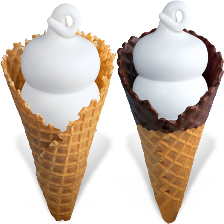 Vanilla Ice Cream Cones With Chocolate Dip