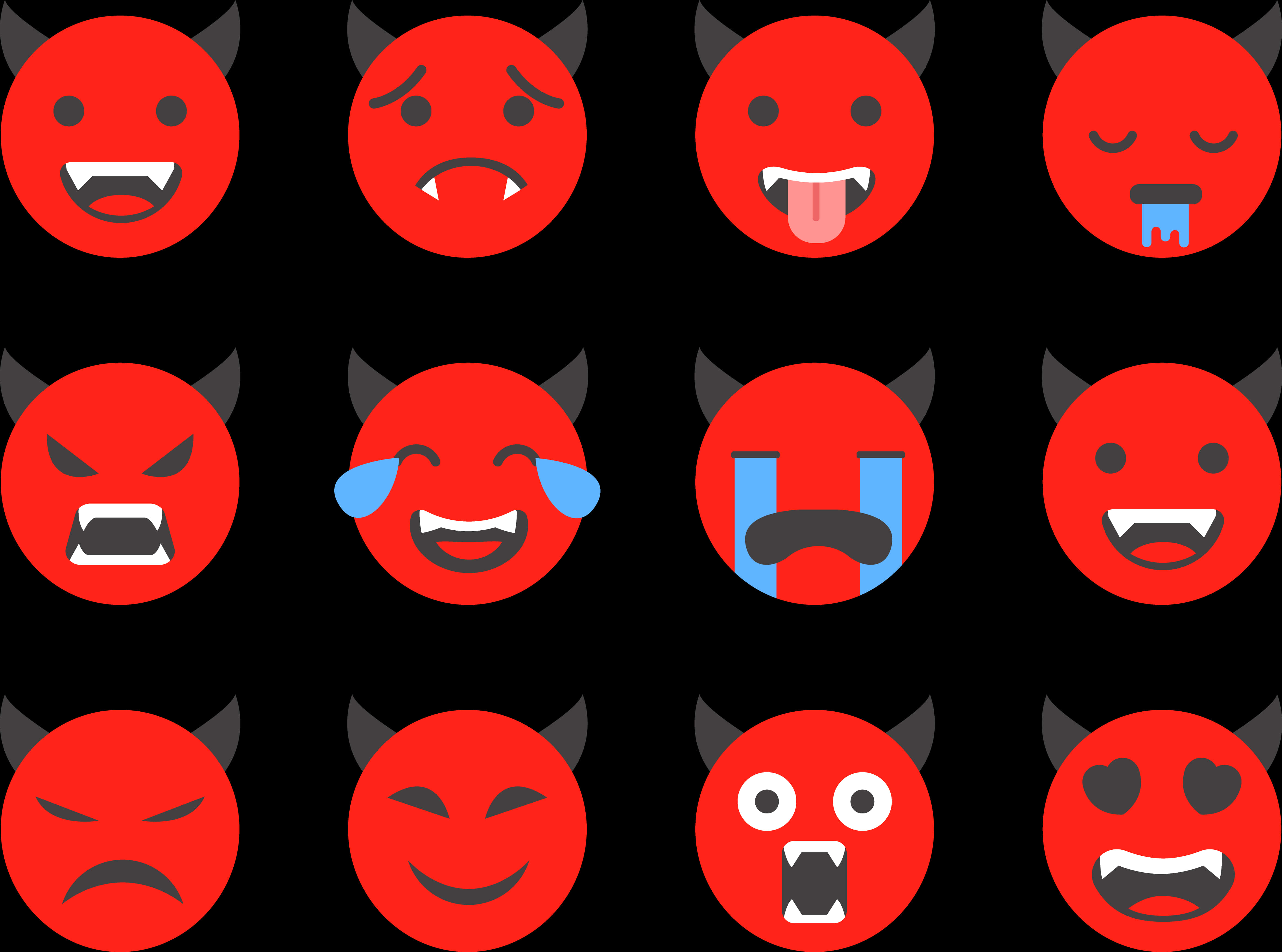 Varietyof Devil Emoji Expressions