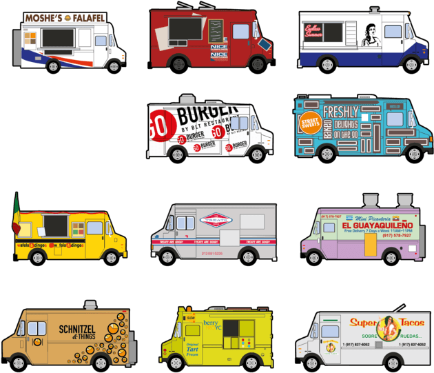 Varietyof Food Trucks Illustration