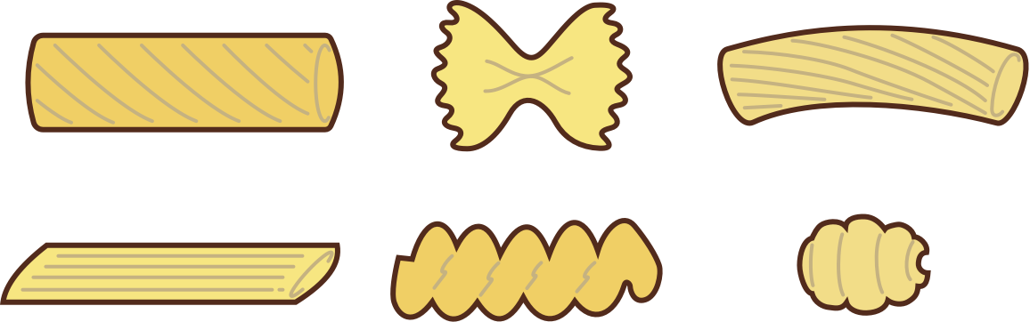 Varietyof Pasta Shapes Illustration