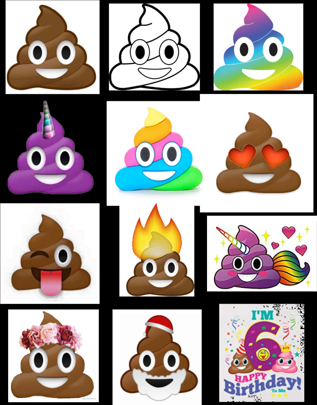 Varietyof Poop Emoji Designs