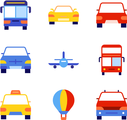 Various Vehicles Icons Set