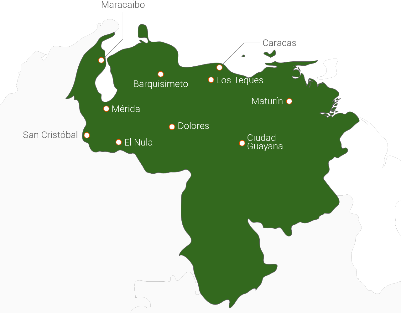 Venezuela Mapwith Key Cities