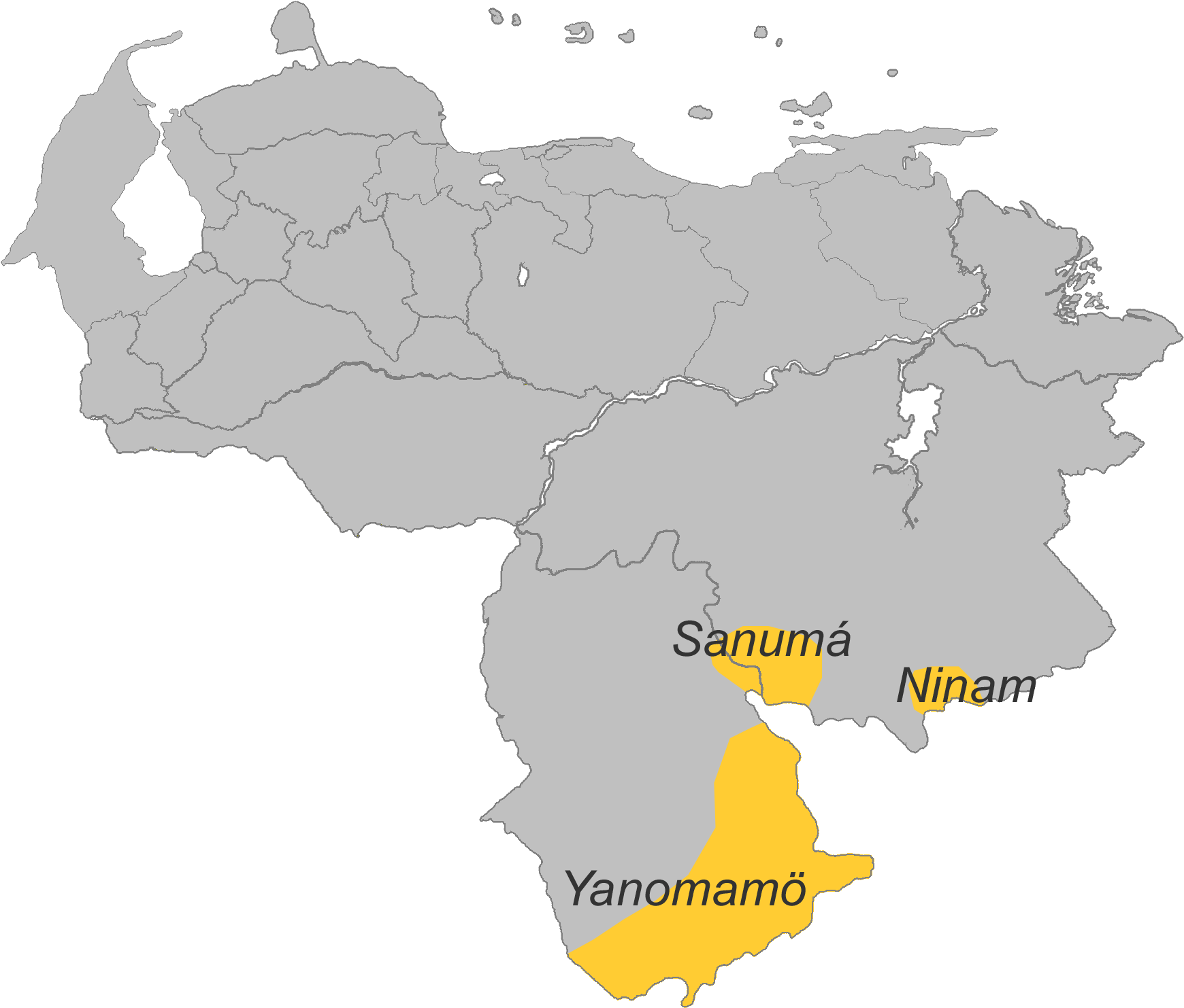 Venezuela Yanomami Tribal Lands Map