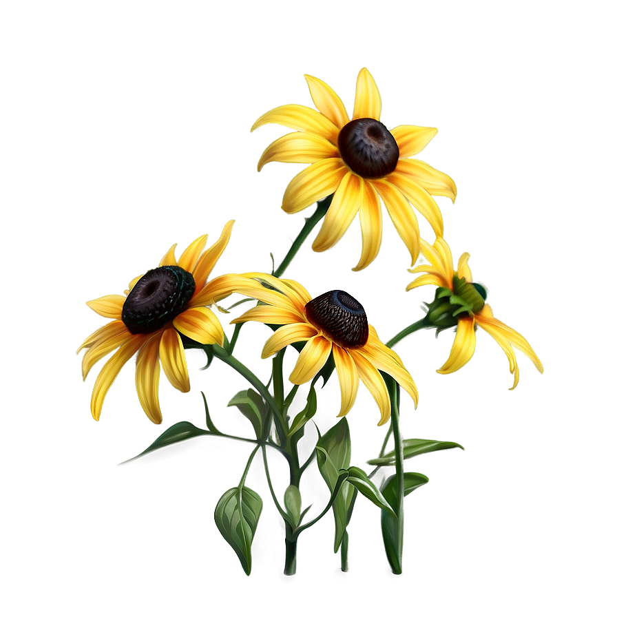 Vibrant Black Eyed Susan Illustration Png Fgo96