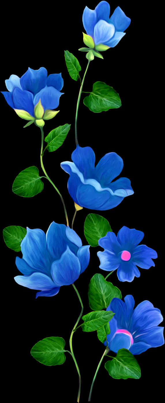 Vibrant Blue Flowers Artwork