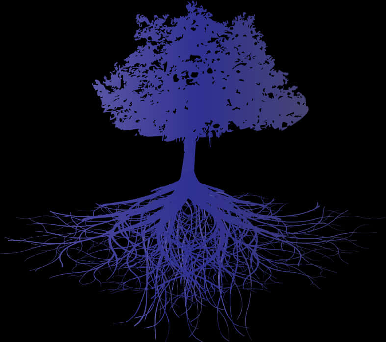 Vibrant Blue Treeand Roots