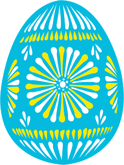 Vibrant Blue Yellow Easter Egg