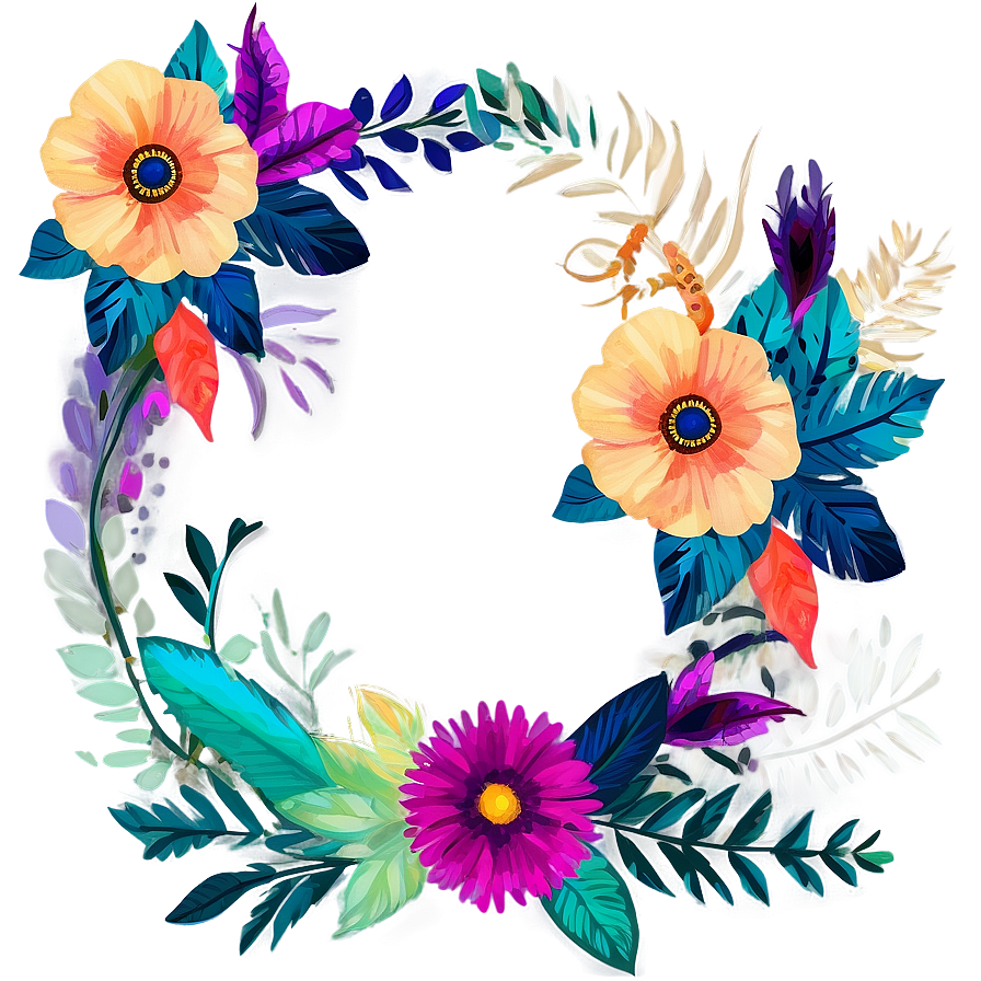 Vibrant Boho Flowers Png 6