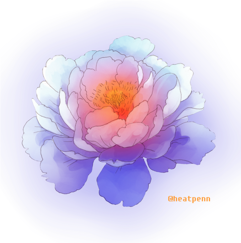 Vibrant Digital Peony Art