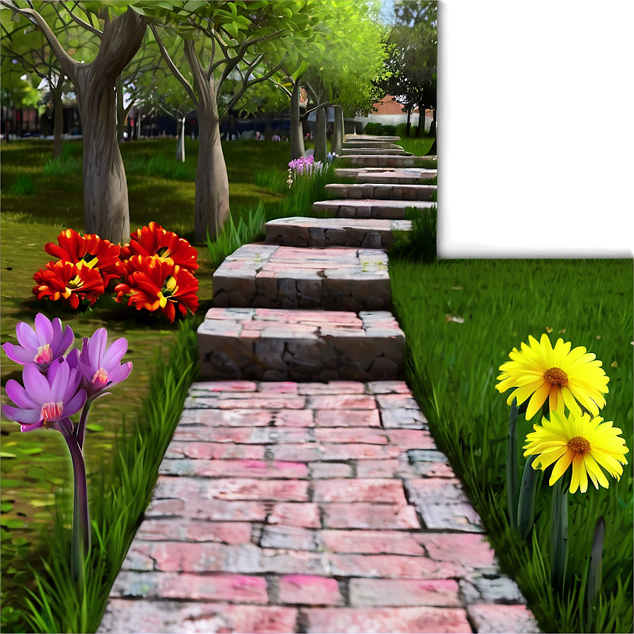 Vibrant Flower Garden Path Png Frj