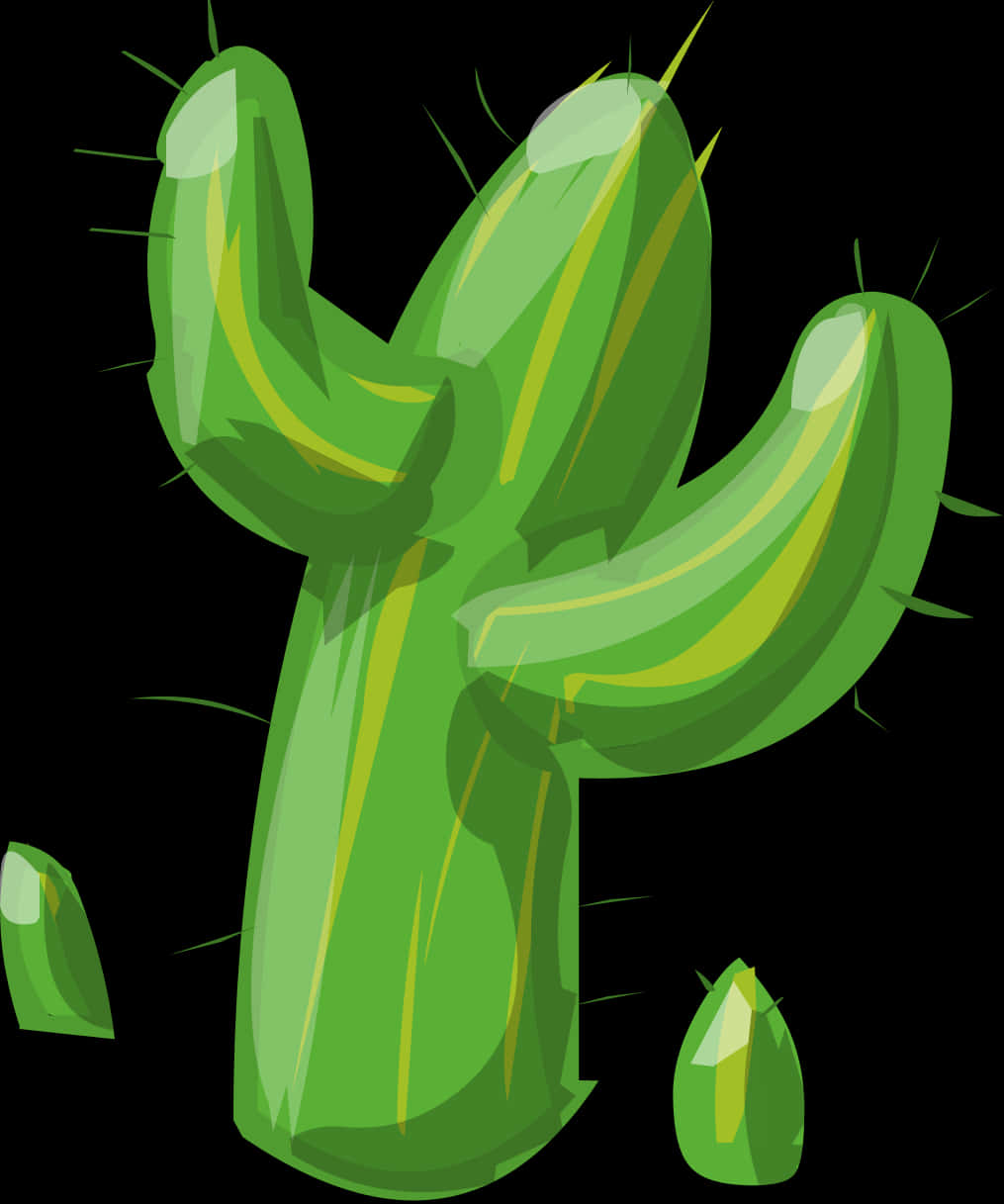 Vibrant Green Cartoon Cactus