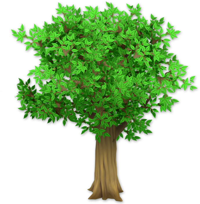 Vibrant Green Cartoon Tree