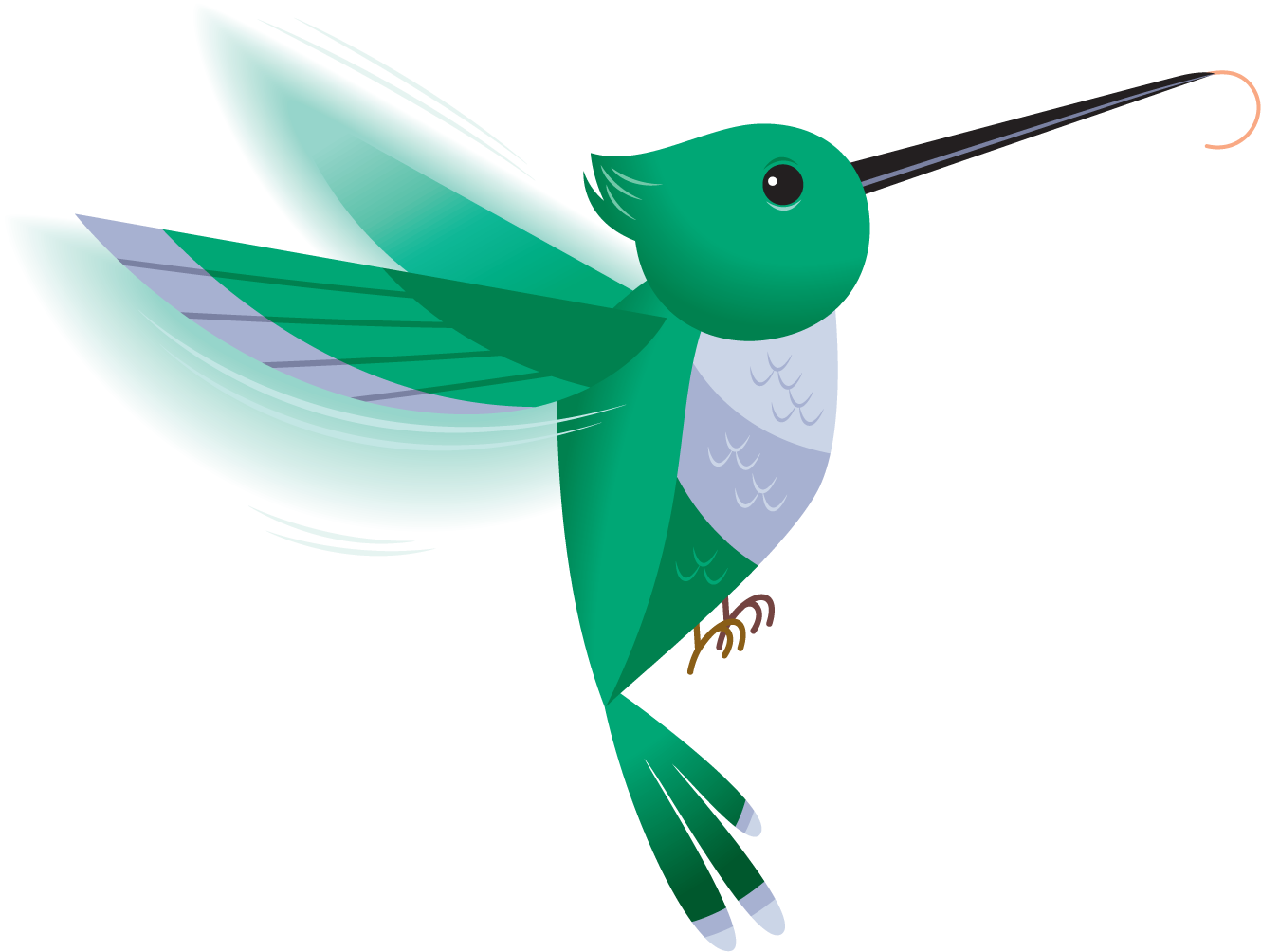 Vibrant Green Hummingbird Illustration