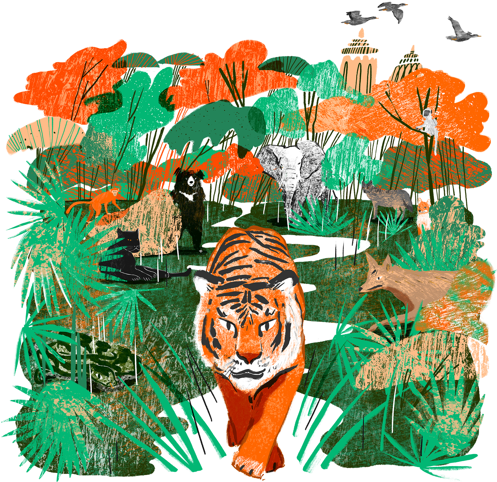 Vibrant_ Jungle_ Wildlife_ Illustration