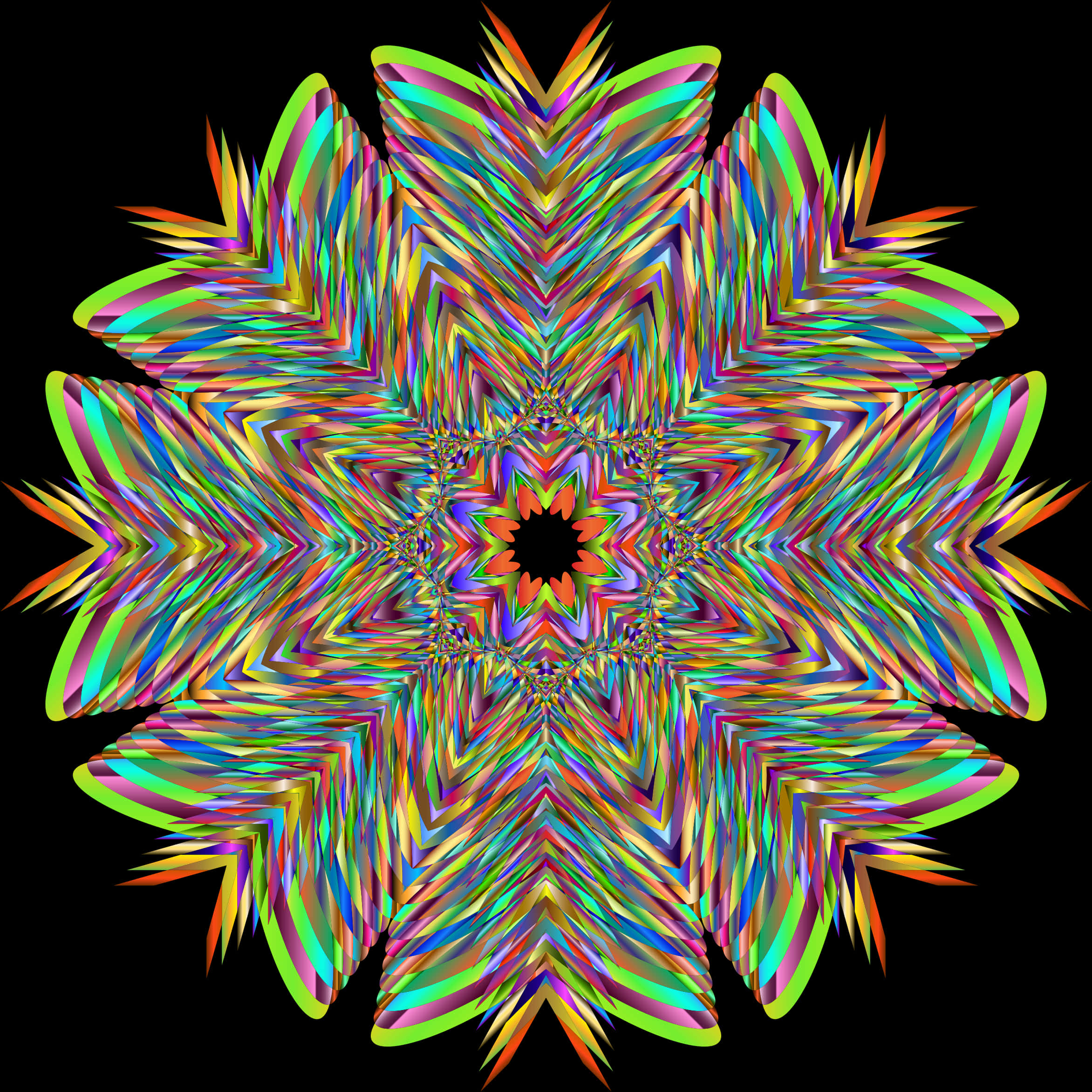 Vibrant_ Kaleidoscope_ Snowflake_ Pattern