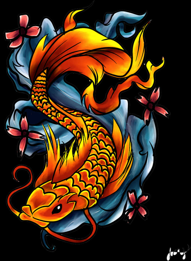 Vibrant_ Koi_ Fish_ Tattoo_ Art