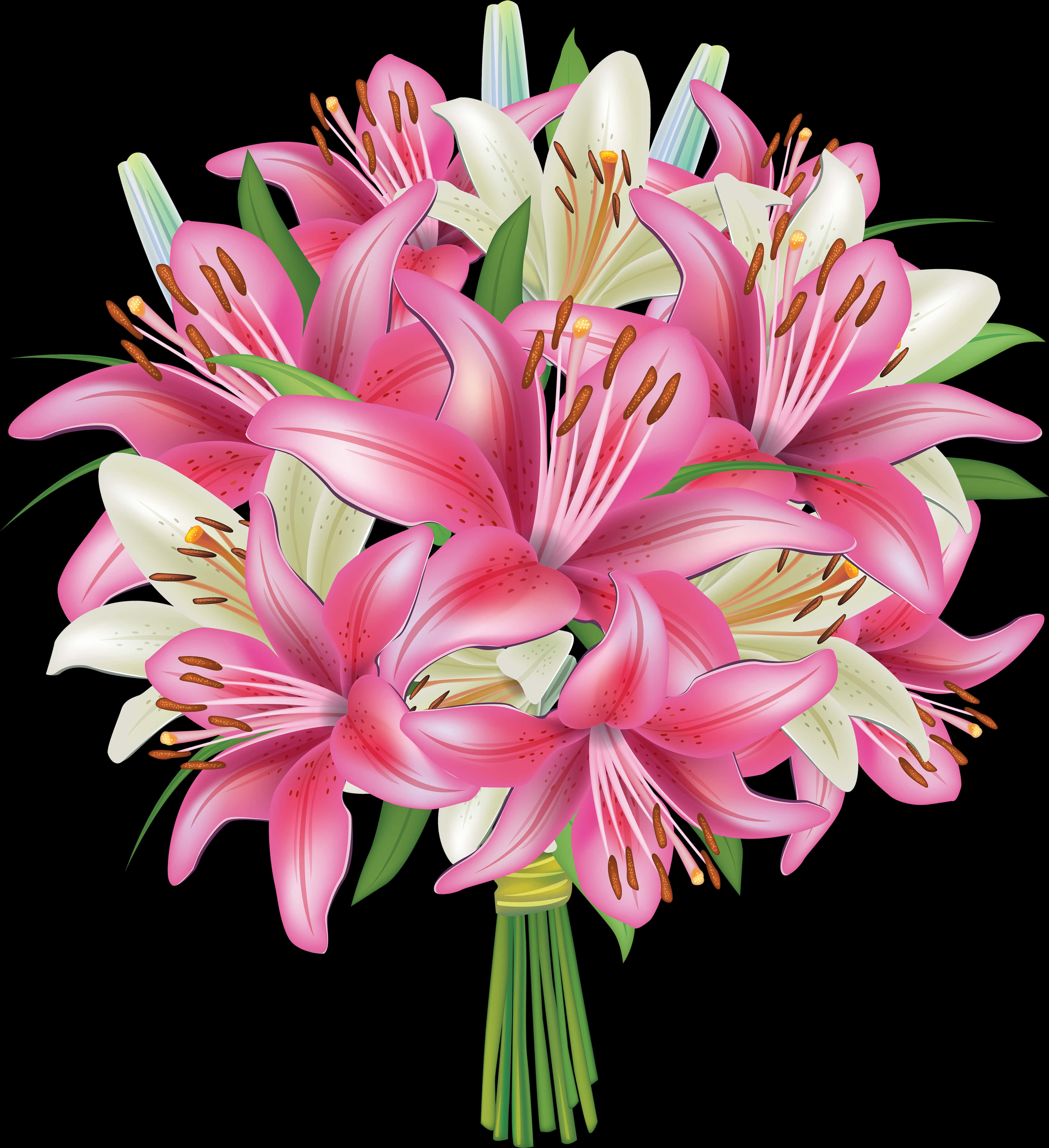 Vibrant Lily Bouquet Illustration