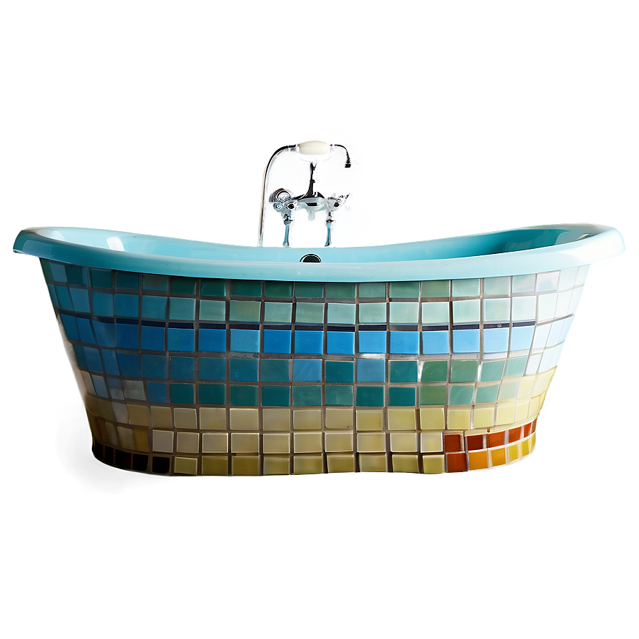 Vibrant Mosaic Tile Bathtub Png 77