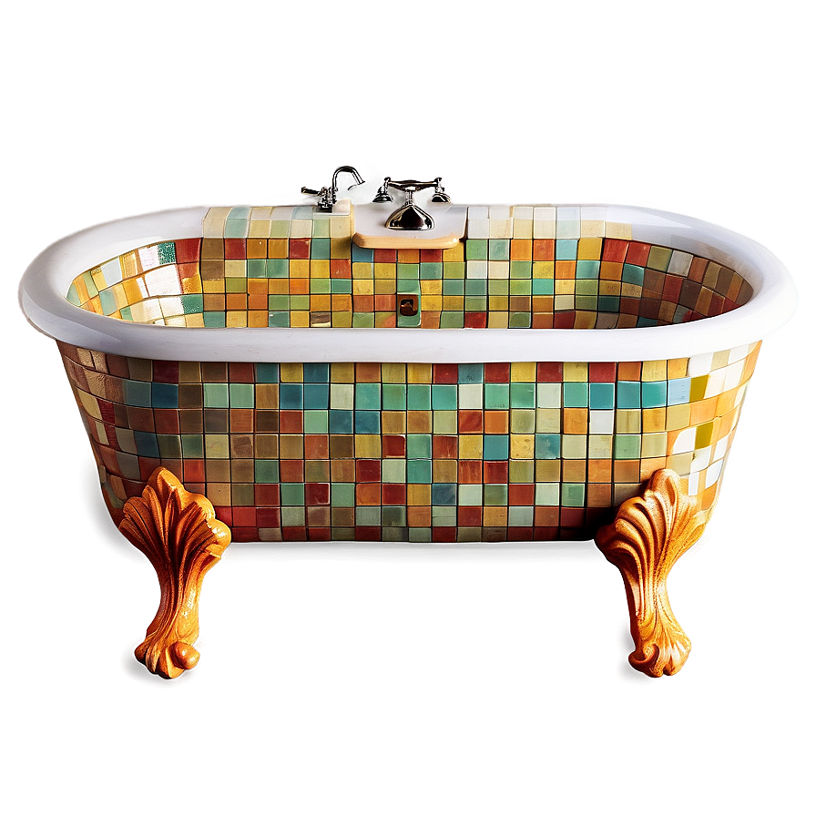 Vibrant Mosaic Tile Bathtub Png 96