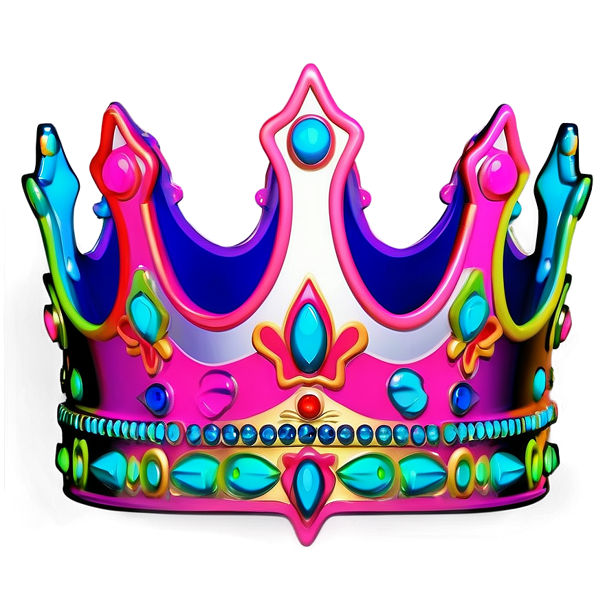 Vibrant Neon Crown Graphic Png Npk26