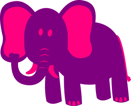 Vibrant Pink Elephant Cartoon