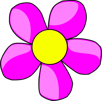 Vibrant Pink Flower Cartoon