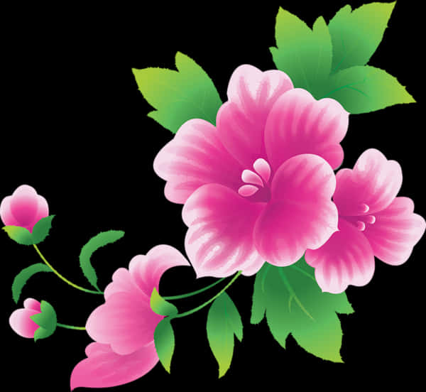 Vibrant_ Pink_ Flowers_ Illustration