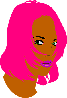 Vibrant Pink Haired Woman Vector