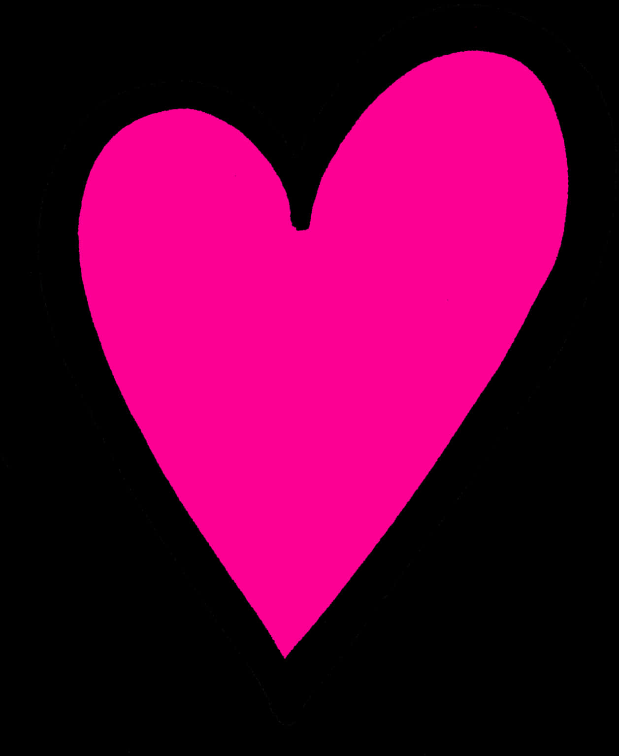 Vibrant Pink Heart Black Background