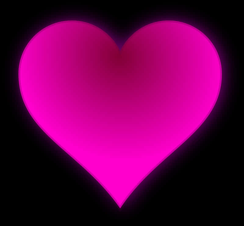 Vibrant Pink Heart Black Background