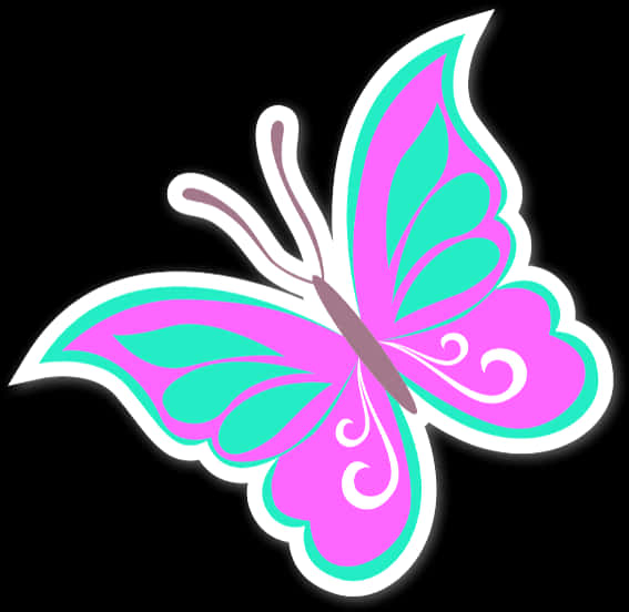 Vibrant Pinkand Green Butterfly Graphic