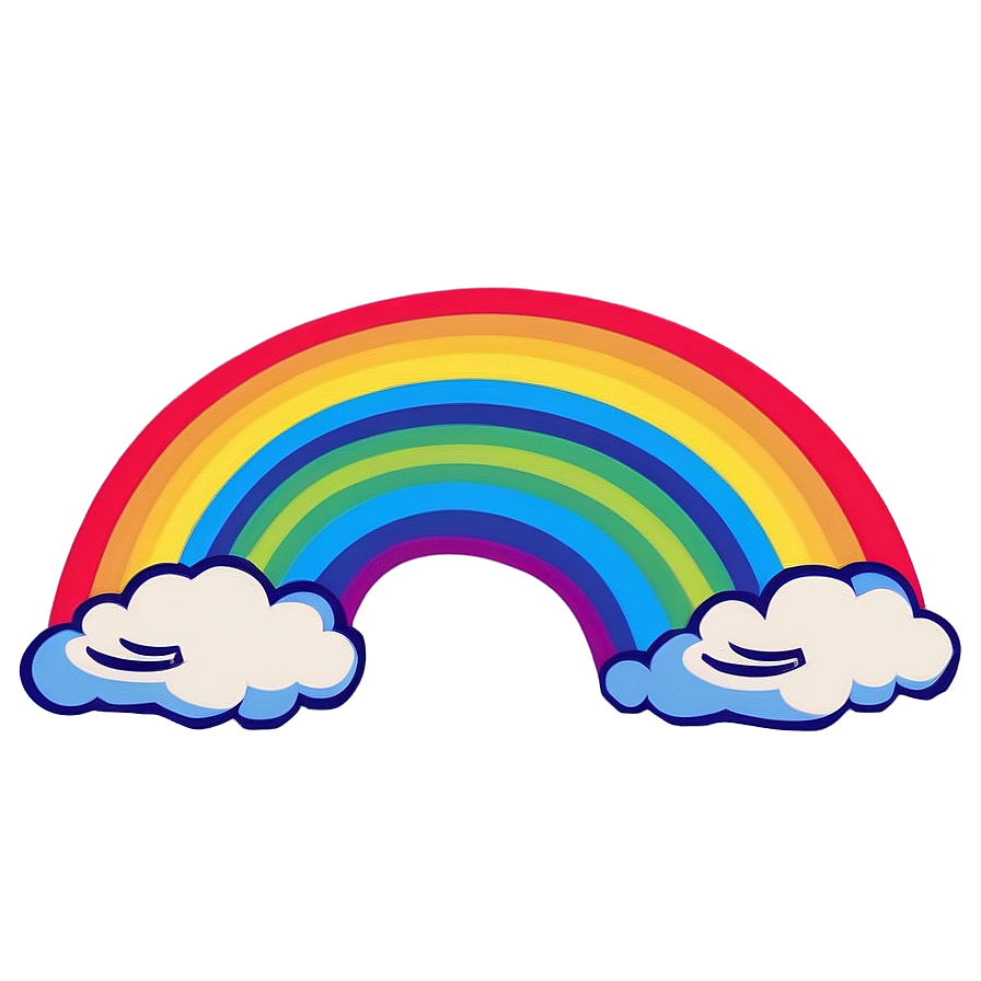 Vibrant Rainbow With Clouds Illustration Png Wdj31