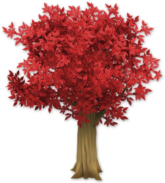 Vibrant Red Flower Tree Illustration